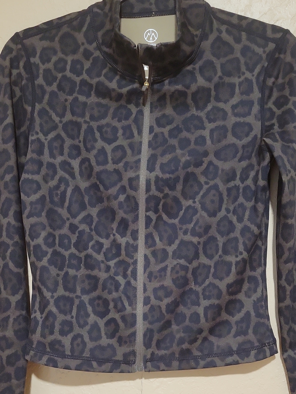 Leopard-Print Zip Front Bomber Jacket - Black/Grey